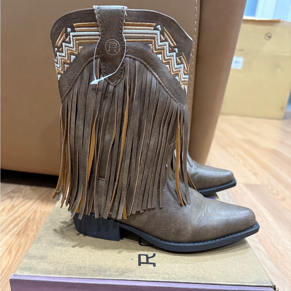 Roper Brown Faux Leather Kids Boots